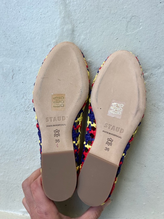 STAUD Multicolor Braided Slip-On Flats in Yellow, Blue & Red size 36 main image 2